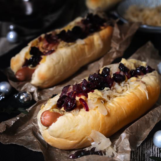 Christmas Hot Dogs with sauerkraut