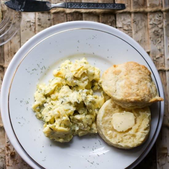 Feta&Dill Scrambled Eggs & Biscuits