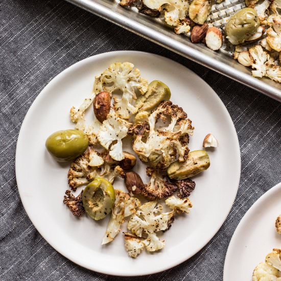 Roasted Cauliflower with Olives