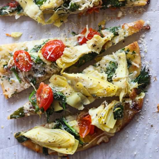 Artichoke Tomato Spinach Flatbread