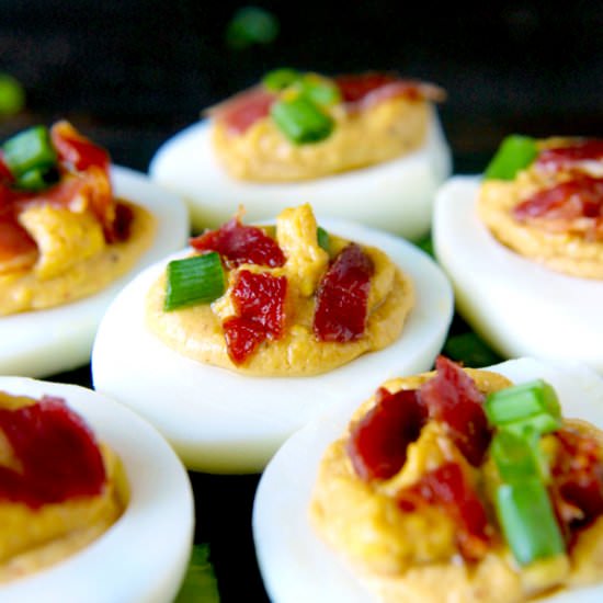 Paleo Chipotle Bacon Deviled Eggs