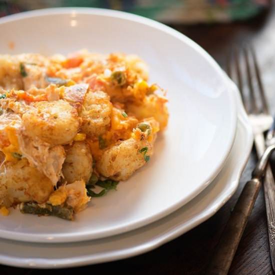 Buffalo Chicken Tater Tot Casserole