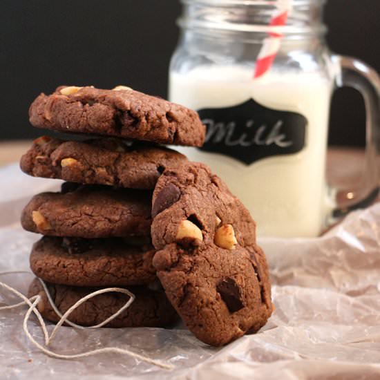 Triple Chocolate Nutella Cookies