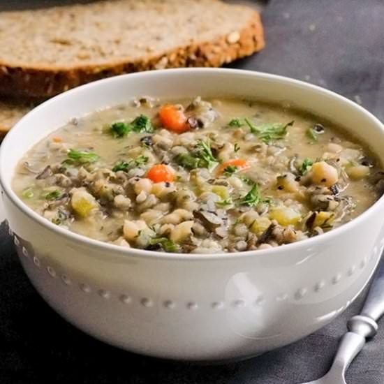 Beef, Wild Rice and White Bean Soup