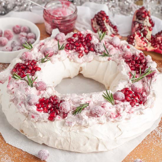 Holiday Cranberry and Pomegranate Pavlova