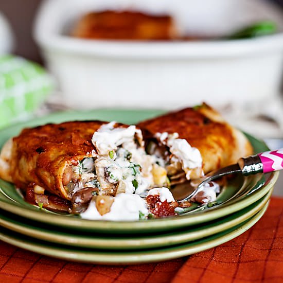 Low Fat Vegan Bean Enchiladas