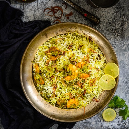 Hariyali Jheenga Biryani