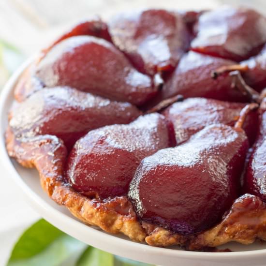 Red Wine Poached Pear Tarte Tatin