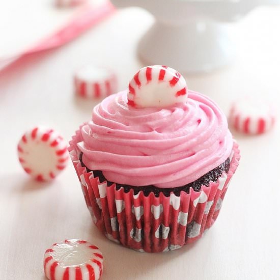 Pink Peppermint Candy Cupcakes