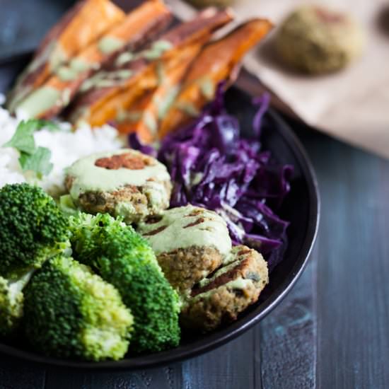 Pistachio Spinach Falafel Bowls