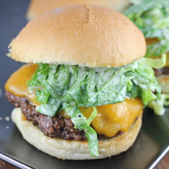 Burgers with Romaine Slaw