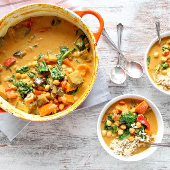 Eggplant, Pumpkin & Chickpea Curry
