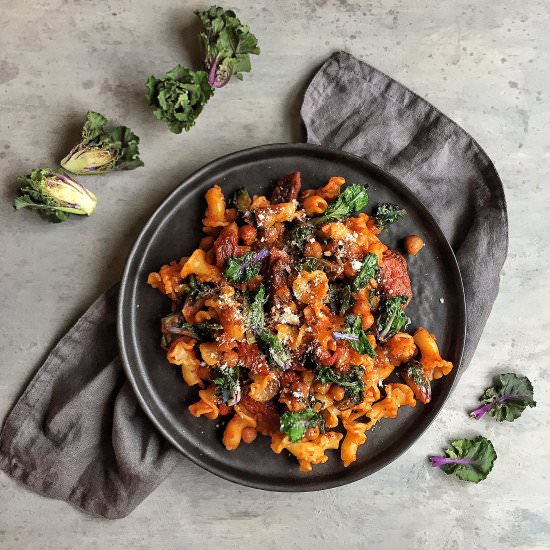 Gigli with Chorizo& Flower Sprouts