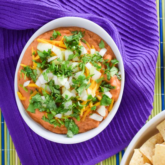 Cheesy Refried Bean Dip with Salsa