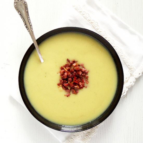 Sunchoke Soup with Bacon Topping