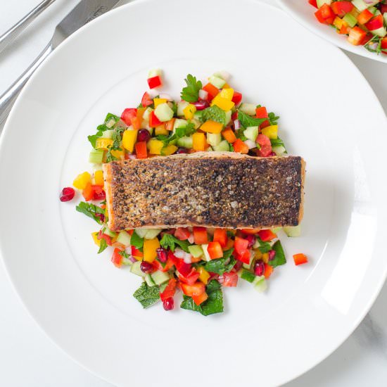 Israeli Salad with Salmon