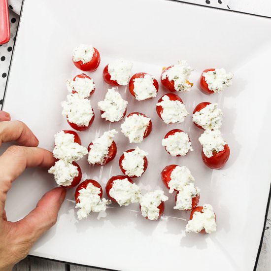 Goat Cheese, Basil and Tomato Bites