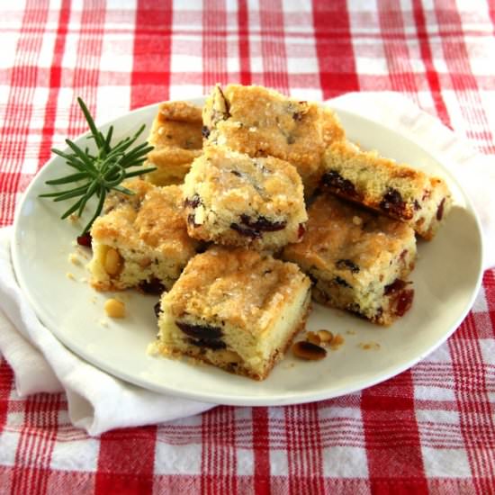 Cranberry Rosemary Pine Nut Shortbread
