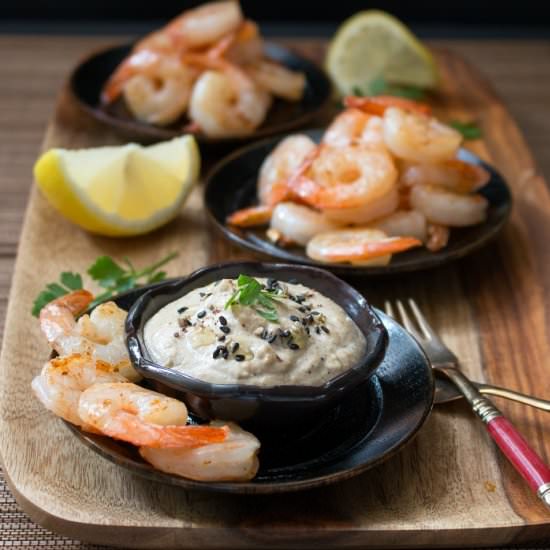 Spicy Shrimp & Creamy Tarator Dip