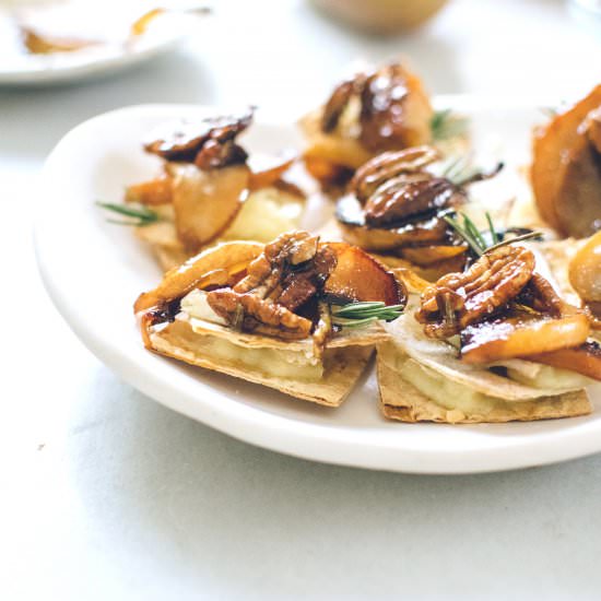 Baked Brie, Rosemary & Pear Canapés
