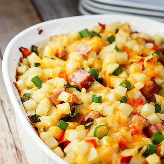 Cheesy Ham Breakfast Casserole