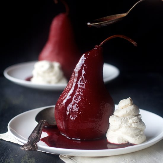 Spiced Red Wine Poached Pears