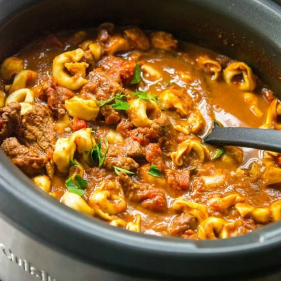 Slow Cooker Beef Tortellini Soup