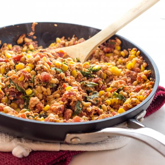 One-pan nutty and spicy tomato hash