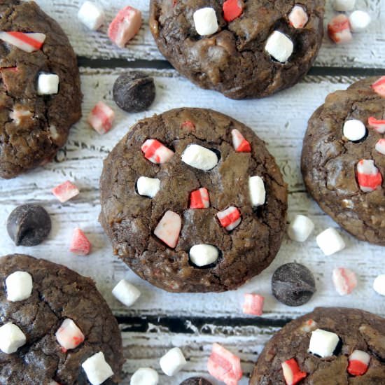 peppermint hot chocolate cookies