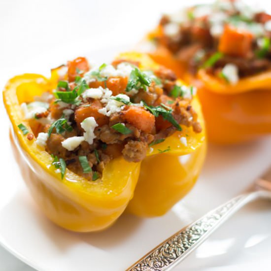 Turkey Sweet Potato Stuffed Peppers