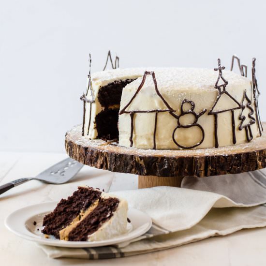 Mocha Peppermint Christmas Cake