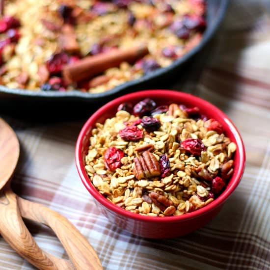 Cranberry Pecan Skillet Granola