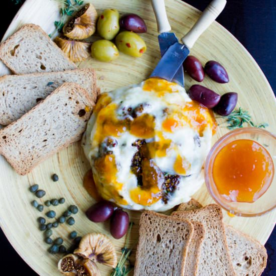 Fig Olive Tapenade Stuffed Brie
