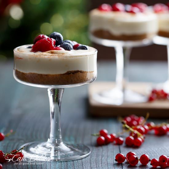 No Bake Eggnog Berry Cheesecakes