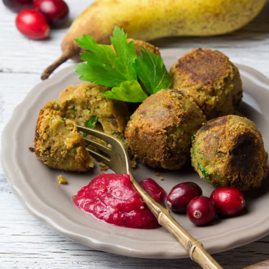 Walnut Falafel with Cranberry Dip