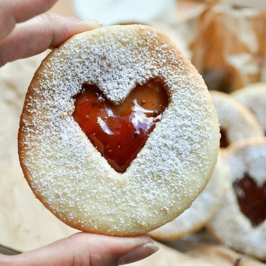 Coconut Jam Heart Cookies