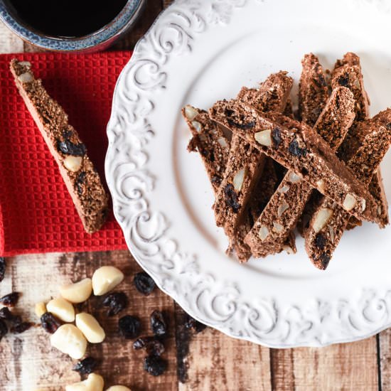 Chocolate Macadamia Nut Biscotti