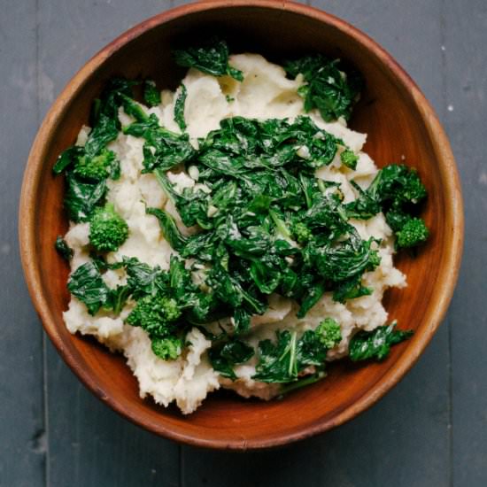 Garlic Rapini Smashed Potatoes
