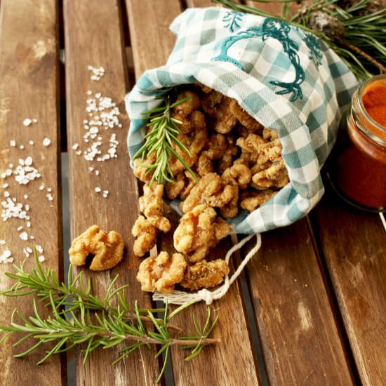 Salted Caramel Walnuts with Herbs