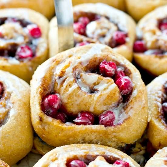 Eggnog Cranberry Cinnamon Rolls