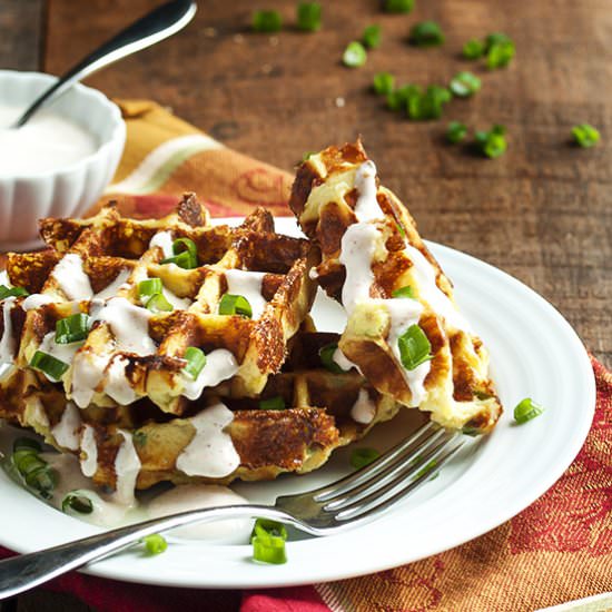 Loaded Mashed Potato Waffles