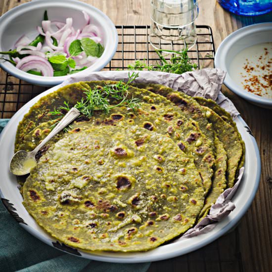 Whole Wheat Palak Tofu Paratha