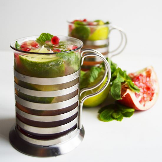 Pomegranate Lime Mint Fizz Cocktail