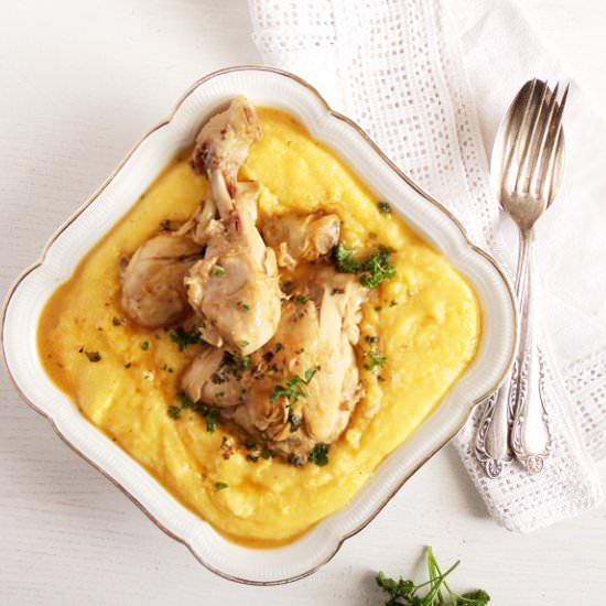 Garlic Chicken with Polenta