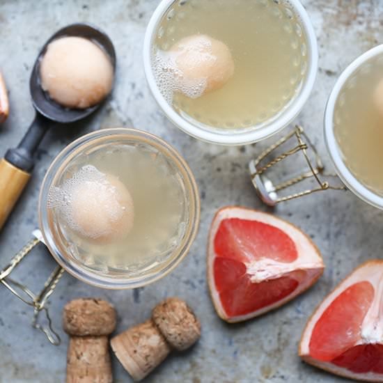 Grapefruit-Champagne Sorbet Floats