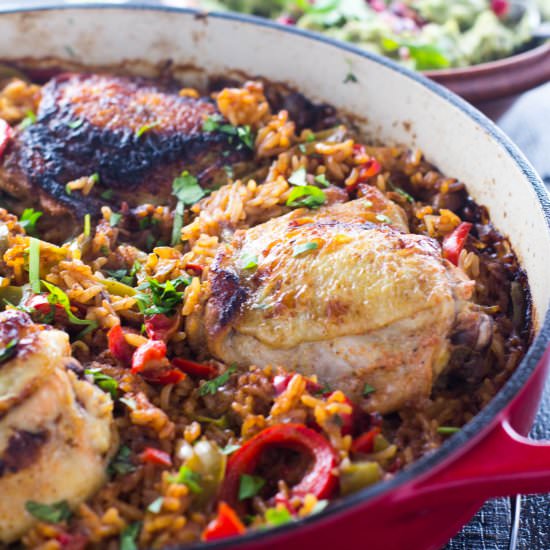 ONE POT CHICKEN FAJITAS AND RICE