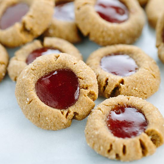 Flourless PB&J Thumbprint Cookies