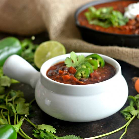 Smoky Black Bean Lentil Chili