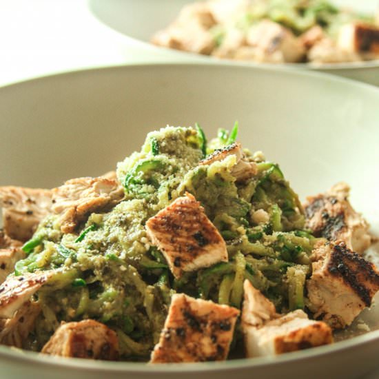 Avocado Pesto with Zucchini Noodles