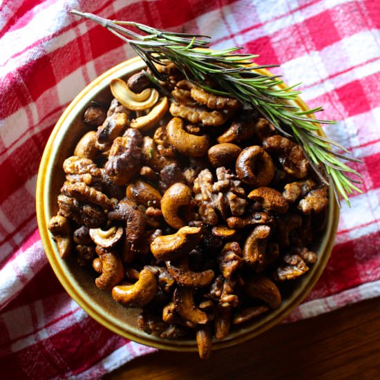 Spiced Maple Rosemary Mixed Nuts